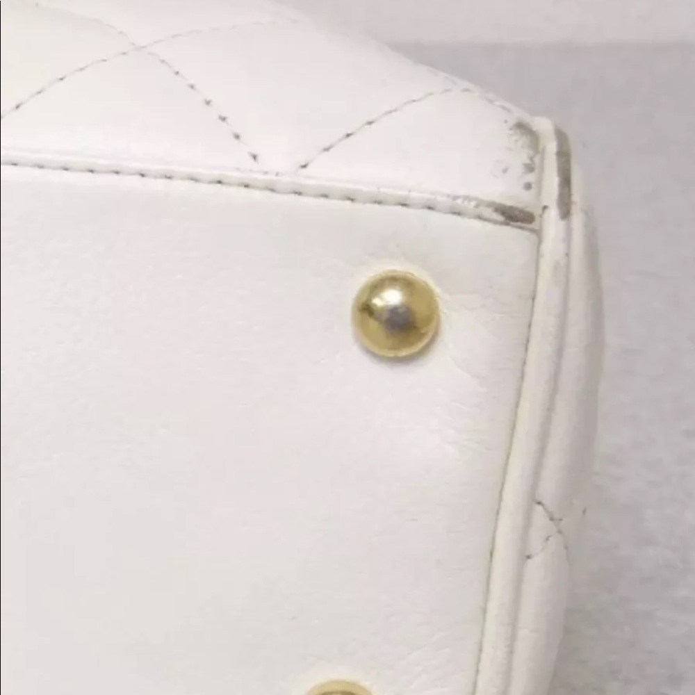 Chanel Mini White Quilted Caviar CC Tote Bag - Picture 6 of 8